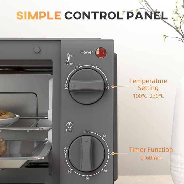 Thumbnail 6 de HOMCOM Mini Oven 9L Compact Countertop Oven