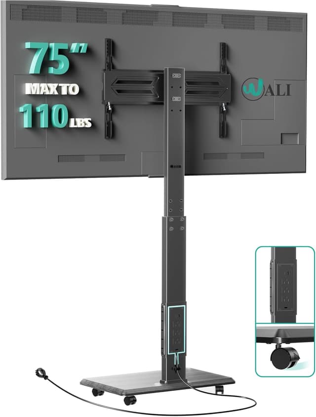 Detalle de WALI TVDVD-7PR Rolling TV Stand 110 lbs