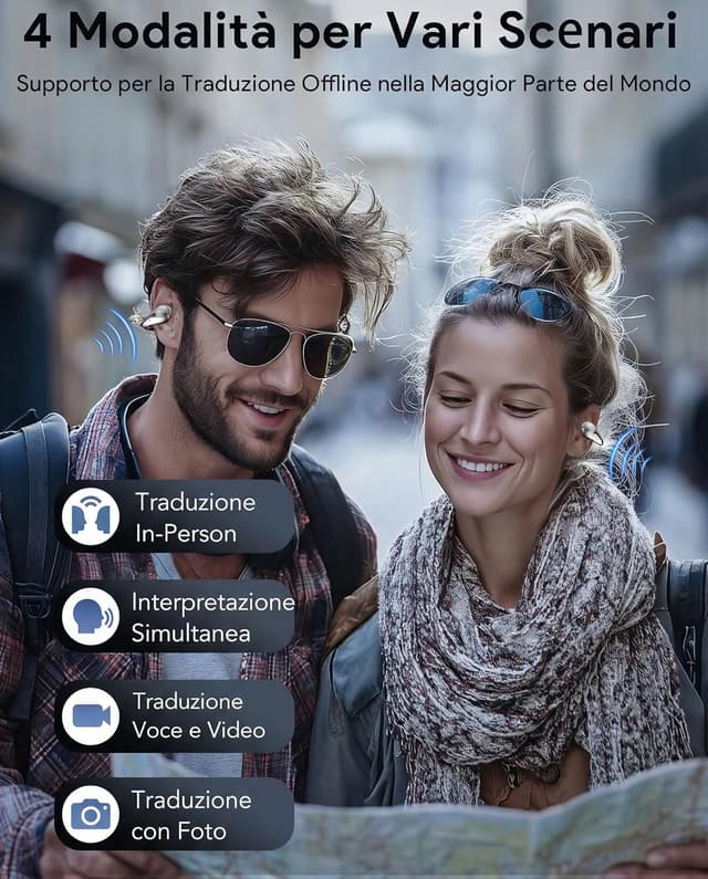 Detalle 2 de Boytond Traduttore Vocale Istantaneo Multilingue con auricolari e traduzione in tempo reale (placcatura nera)