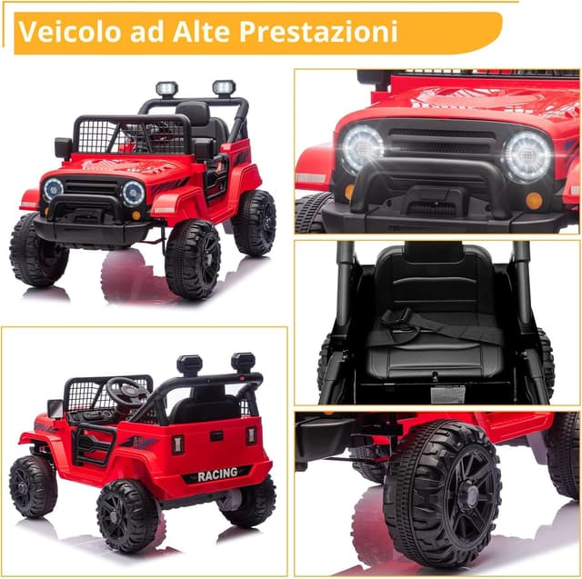 Detalle 2 de LALAHO Macchina Elettrica 12V Bambini Rosso 3-5 Anni
