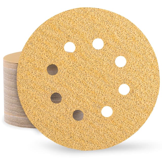 Detalle de Huopueit 80er Set Schleifpapier 125 mm Klett – 40er Körnung für 8-Loch Exzenterschleifer