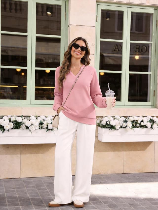 Detalle 2 de Pull oversize femme en coton col V