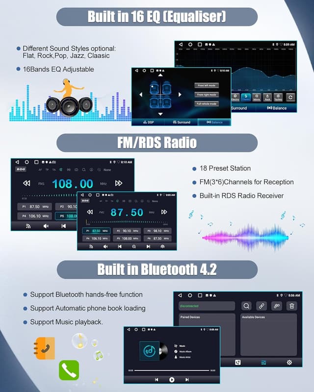 Thumbnail 5 de SIXWIN 2+64G Autoradio Android 13 9 Pollici