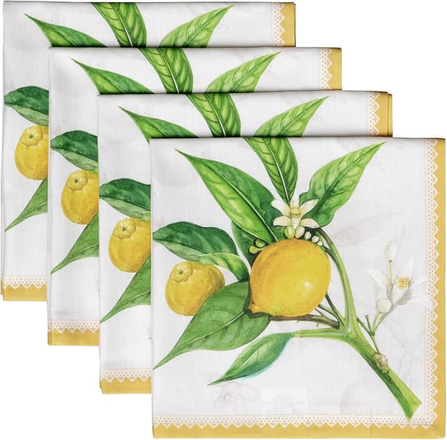 Detalle de Maison d'Hermine 100% Cotton Cloth Napkins Set of 4 (Limoncello) 20" x 20