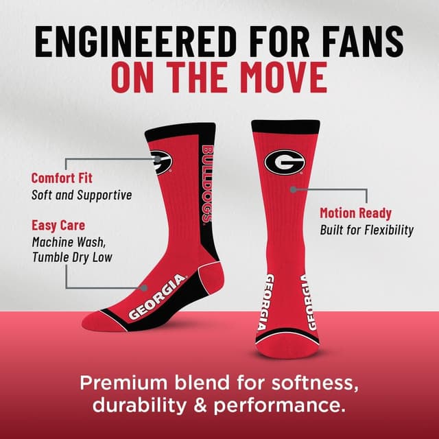 Detalle de For Bare Feet NCAA MVP Crew Socks (Unisex) — Georgia Bulldogs