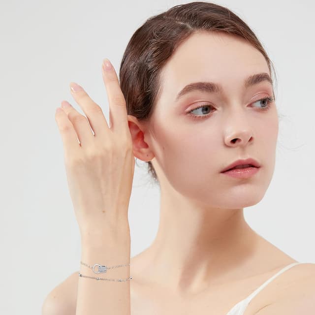 Detalle 1 de Bracelet argent 925 Arrebol, double chaîne 20 cm