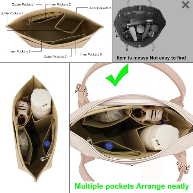 Detalle 2 de HYEPNED Multi-pocket felt tote bag L