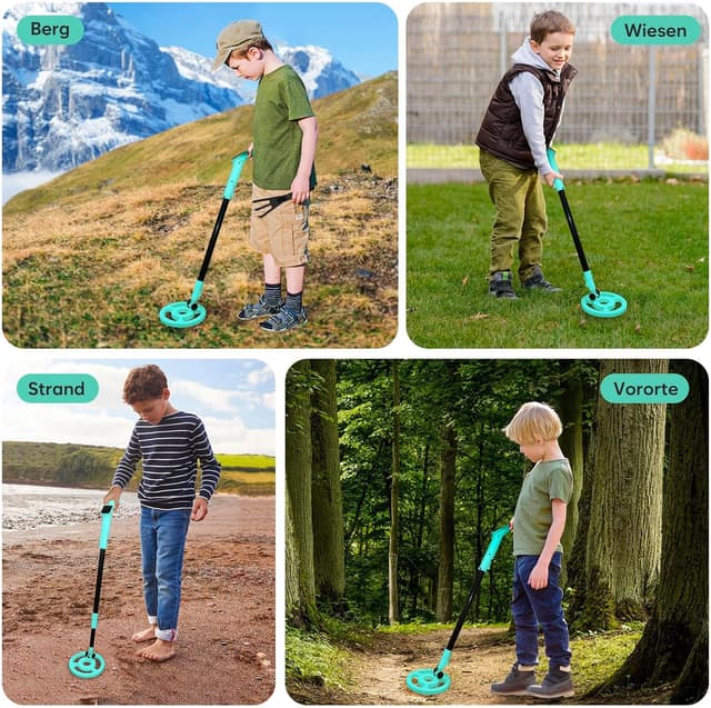 Detalle de iTayga verstellbarer Metalldetektor für Kinder (24–35") – wasserdichte Spule, faltbar, nur 0,88 Pfund