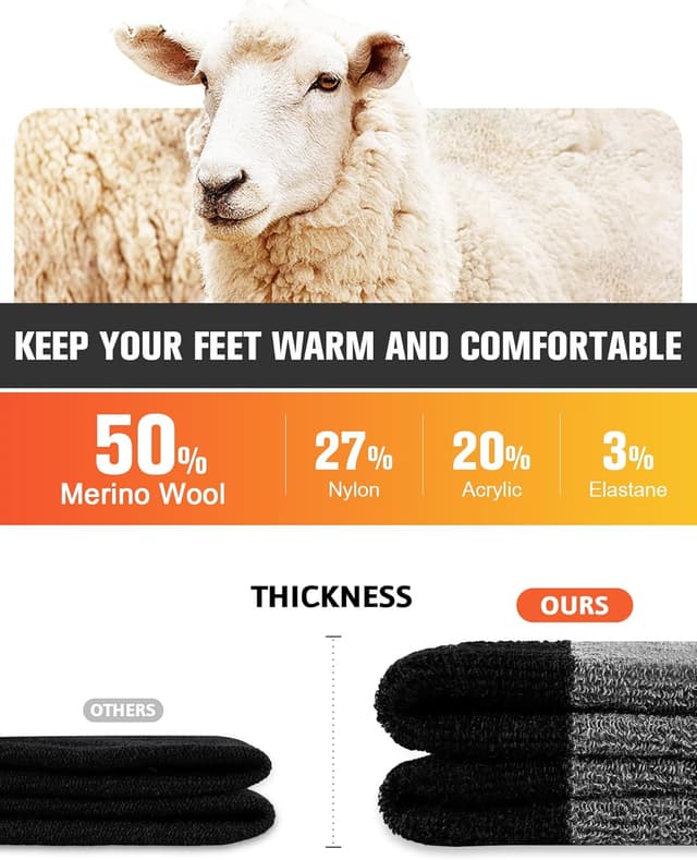 Detalle 2 de SockWaddles Merino Wool Hiking Socks 3 Pairs