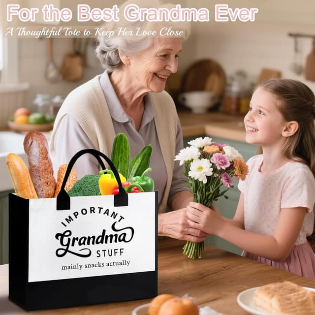 Detalle de SHXWELL Grandma Gifts for Grandma Birthday Gift Basket Set (9-Piece) with Tote Bag