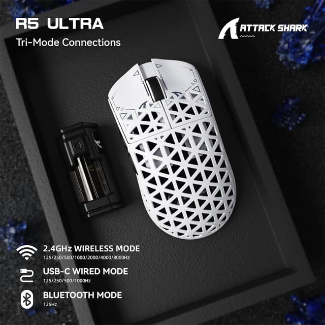 Detalle de ATTACK SHARK R5 Gaming-Maus mit 42.000 DPI