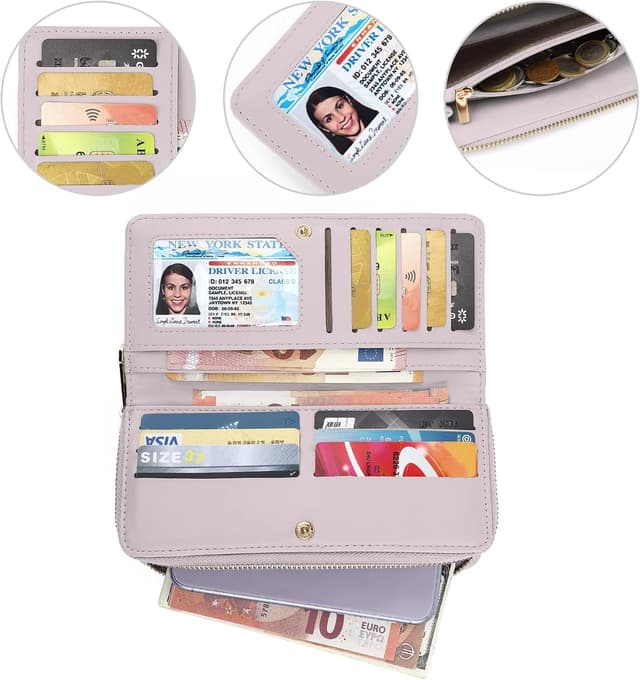 Thumbnail 2 de TANTOMI Damen-Geldbörse groß im Langformat mit RFID, Reißverschluss und Prägungen – Pastellviolett