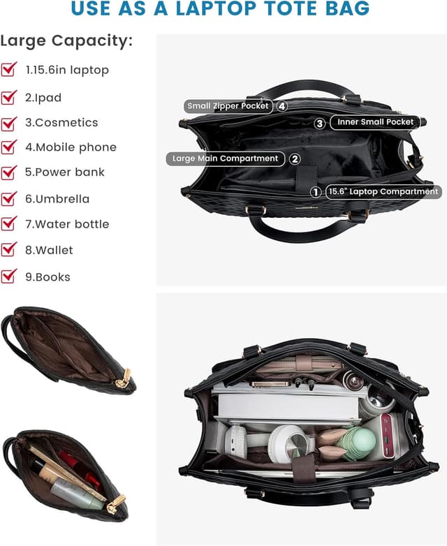 Detalle de LOVEVOOK 15.6" Lunch Tote Bag with Insulation