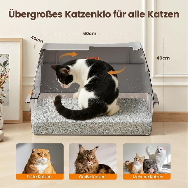 Detalle de Katzenklo Edelstahl mit Deckel XL 60 x 40 x 40 cm