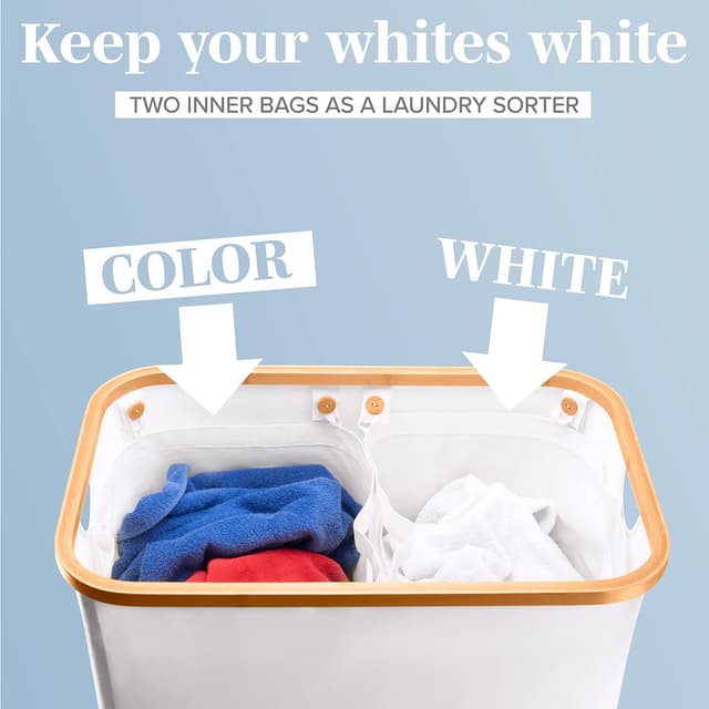 Thumbnail 3 de LONBET 150L double laundry basket with lid