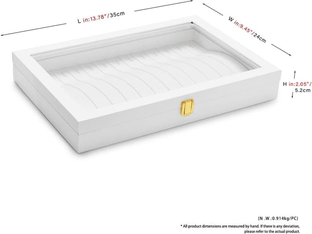 Thumbnail 1 de Papten Bandeja apilable para joyas con tapa de piel, blanca