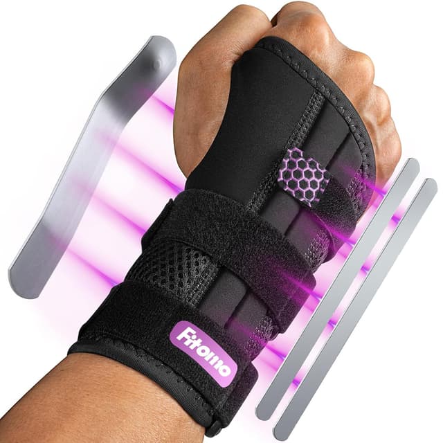 Thumbnail 6 de Fitomo Left Hand Wrist Support with 3 Metal Splints and Soft Thumb Opening (night use)