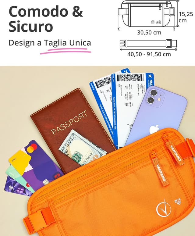 Thumbnail 3 de Cintura portasoldi da viaggio con protezione RFID