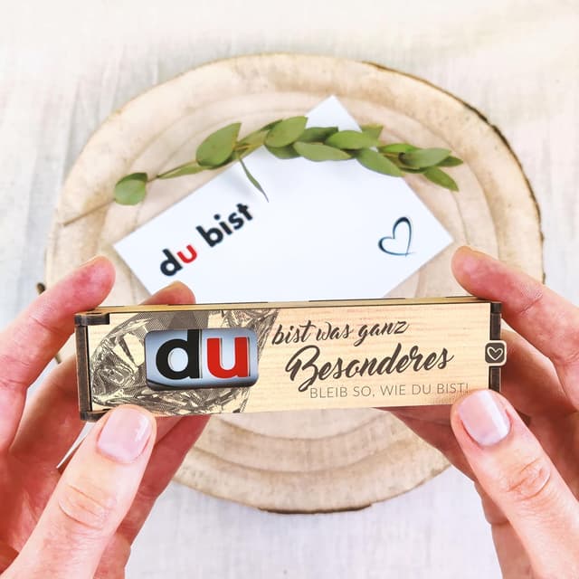 Detalle 2 de Duplo Holz-Geschenkbox mit Spruch 🍫