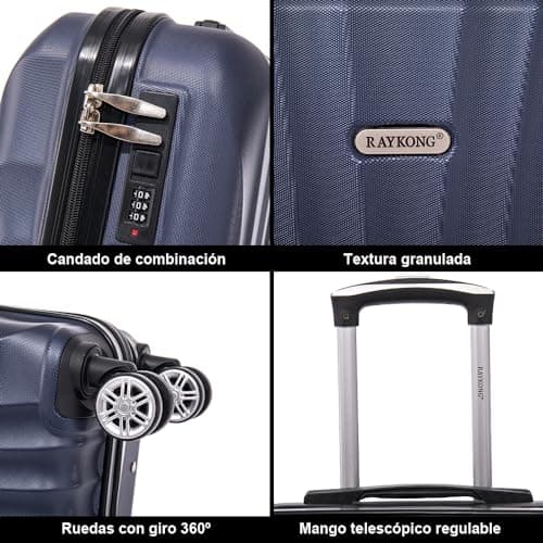 Detalle 1 de RAYKONG maleta de cabina ABS 55x40x20 cm (20 pulgadas, 40L) azul marino