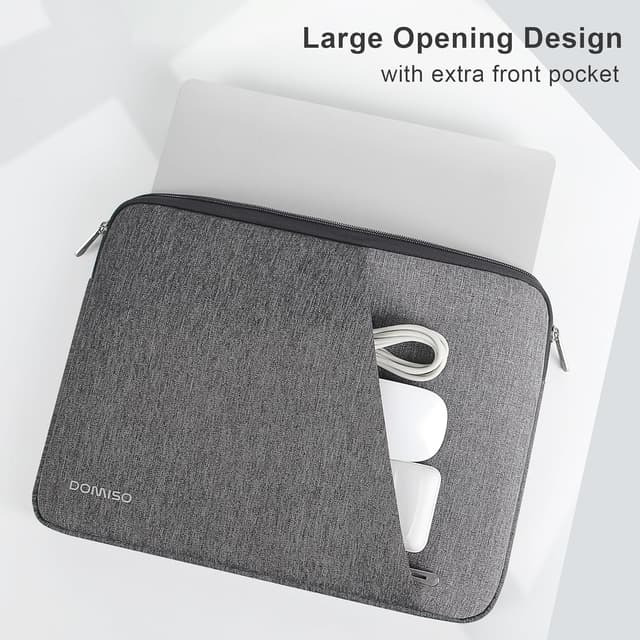 Detalle de DOMISO Laptop-Tasche 15–15,6 Zoll wasserdicht – Laptop Sleeve mit Seitentaschen (Grau)