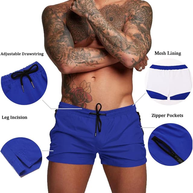 Detalle 2 de COOFANDY Men’s Quick-Dry Swim Trunks with Mesh Lining, Elastic Waist & Zipper Pockets
