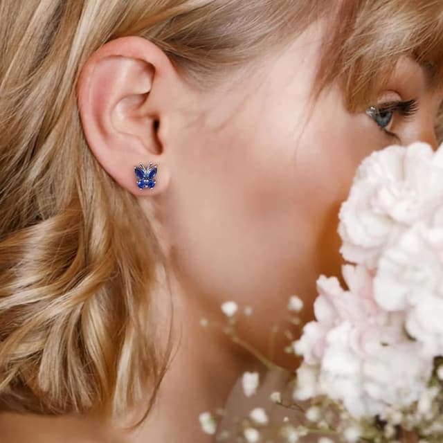 Detalle 2 de Bestyle Kristall Ohrstecker aus 925 Sterling Silber mit Schmetterling-Motiv und Zirkonia (Mädchen/Kinder)