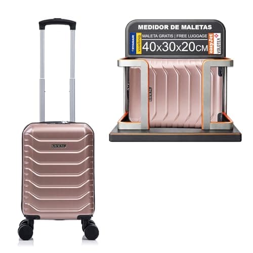 Detalle de RAYKONG maleta de cabina de ABS 40x30x20 cm (24 L) con ruedas desmontables y cerradura numérica – RosaDorada