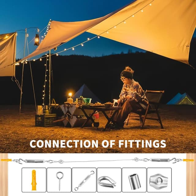 Detalle 2 de SHBAOCH Garden Wire Trellis Kit with 20m Stainless Steel Cable, PVC Coating & M4 Turnbuckles