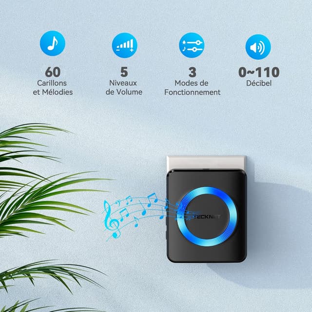 Thumbnail 2 de TECKNET Sonnette sans fil 400 m