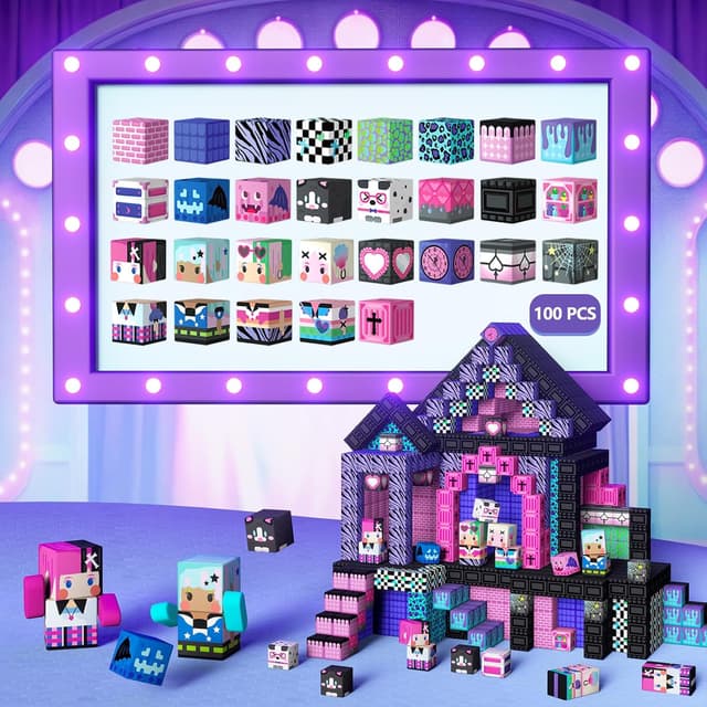 Detalle 2 de GobiDex 100PCS Magnetic Blocks for Girls (MagWonder) — Magnet Building Toys Set for Creative Play & STEM