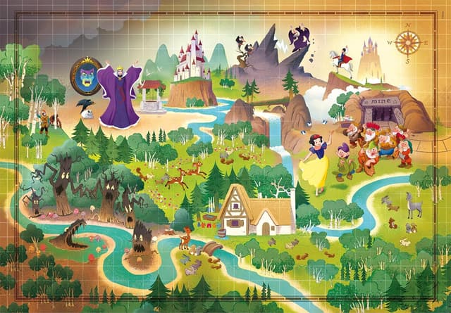 Detalle de Clementoni Disney Story Maps Biancaneve 1000 pezzi (39814) puzzle adulti con poster, 70 x 50 cm