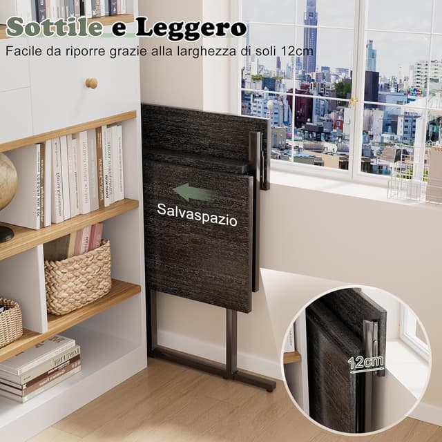 Detalle de JUMMICO scrivania pieghevole con supporto per monitor, 80 x 40 cm (nero)