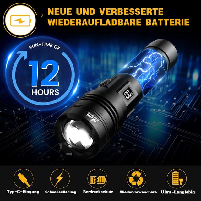 Thumbnail 6 de BEYSTE Linterna LED 1.000.000 lúmenes