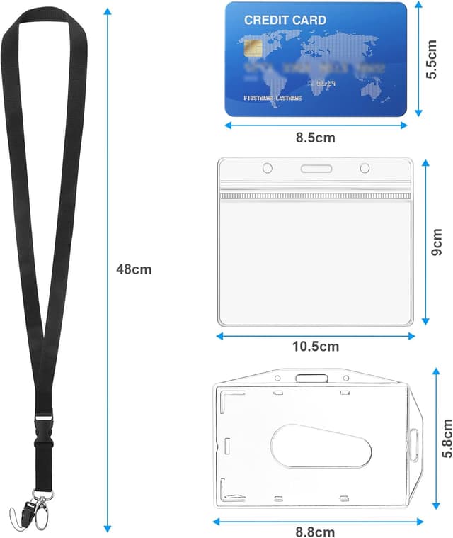 Detalle 2 de Vicloon Cordon avec porte-badge rétractable (4 pièces) pour cartes et badges plastifiés