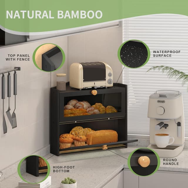 Thumbnail 4 de JANSNIMEN Black Corner Bread Box 🍞