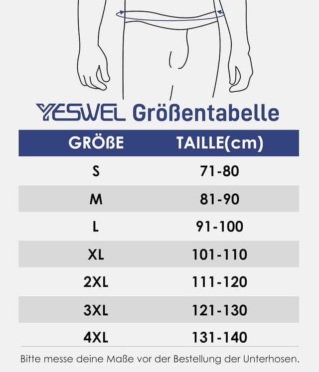 Detalle de YESWEL Bambus Boxershorts Herren im 6er- oder 10er-Pack (lange Beine) – atmungsaktive Retroshorts ohne kratzende Etiketten