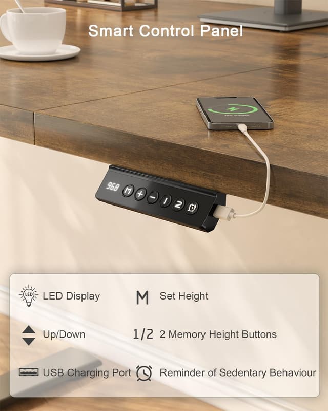 Detalle 2 de JUMMICO 120x60cm Electric Standing Desk 1+2