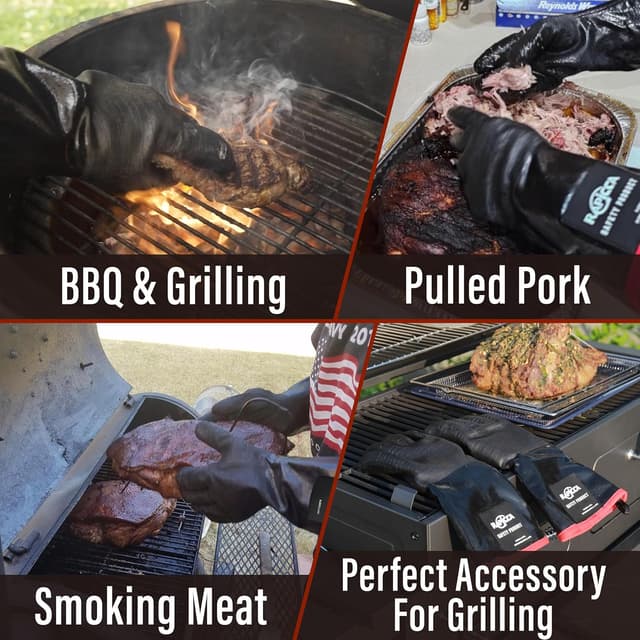 Detalle de RAPICCA BBQ Gloves 17-inch neoprene heat resistant gloves (932°F) for grill, smoker & deep frying, XL