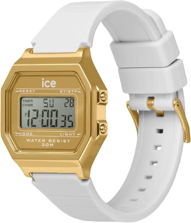 Detalle 2 de ICE-WATCH Ice Digit Retro Metal Gold Mirror White reloj blanco para mujer 022733