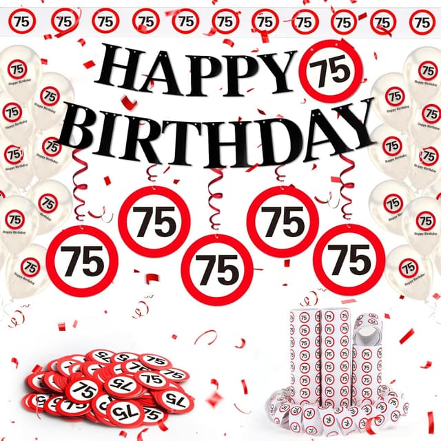 Detalle de 75. Geburtstag Deko-Set für Verkehrsschilder