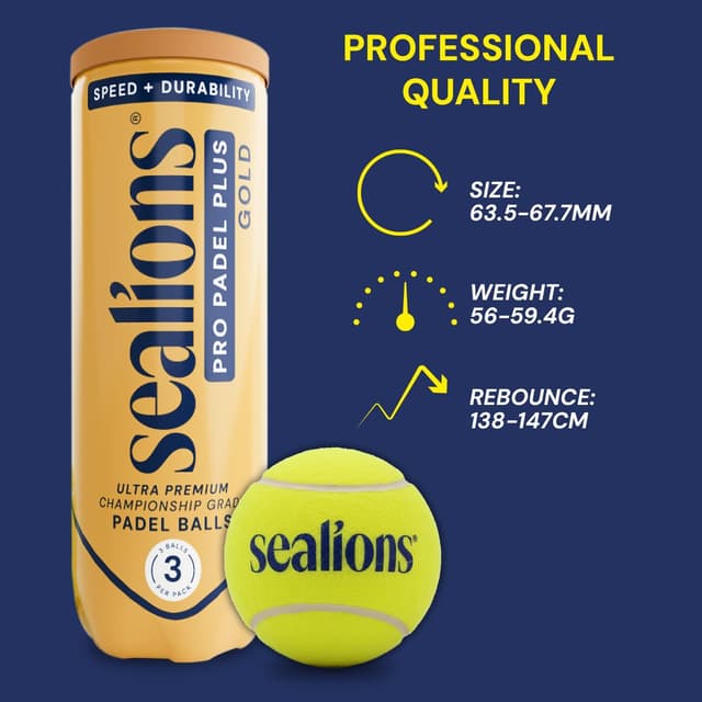 Detalle de Sea Lions Pro Padel Championship padel balls (tube of 3) for match & training