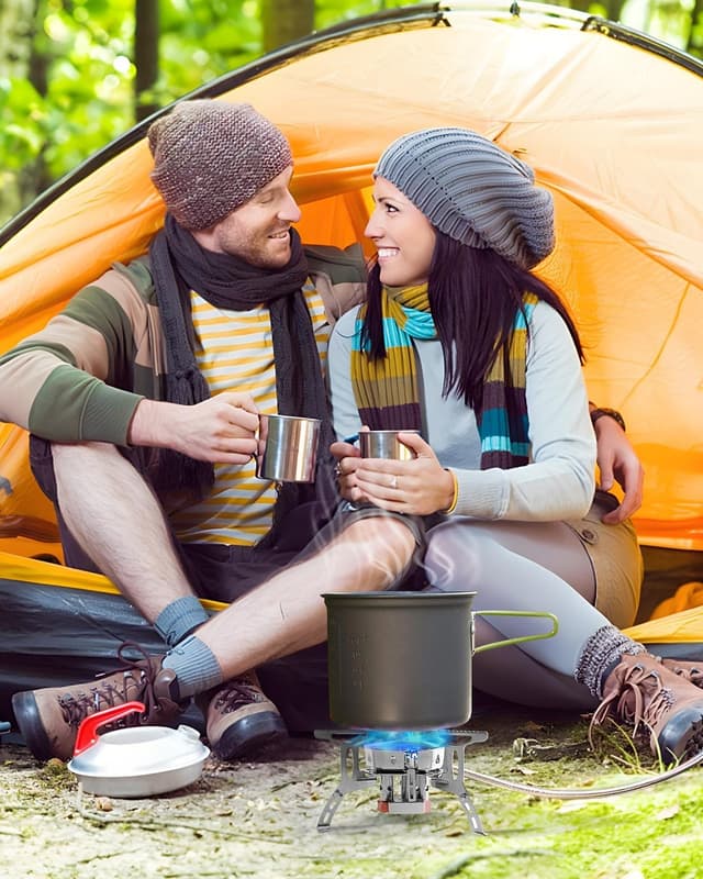 Thumbnail 6 de Portable Camping Gas Stove with 6800W Burner, Piezo Ignition & Windproof Design