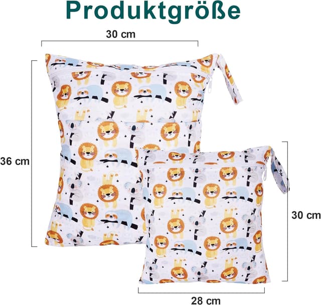 Thumbnail 6 de Loscarol 2-teiliges Wetbag-Set (groß) für Kindergarten, wasserdichte Windeltaschen & Schwimmsachen – Bear