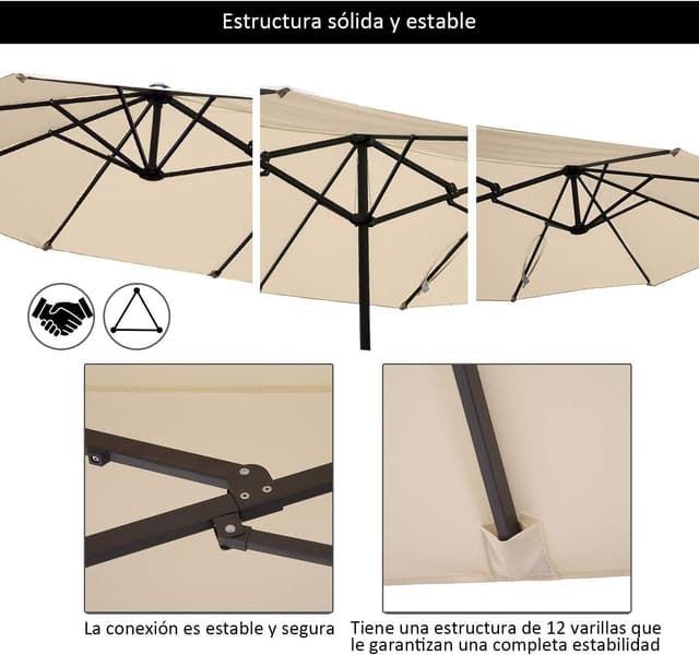 Thumbnail 5 de Outsunny Sombrilla Parasol Doble 4,55 m