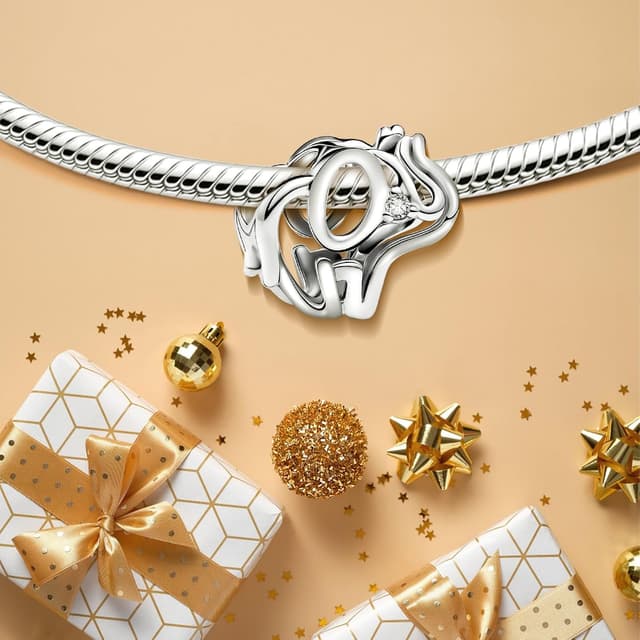 Detalle de Ruaidhra 925 Sterling Silber Charms Anhänger mit Elefanten-Design als Charm Stopper für Armband & Halskette