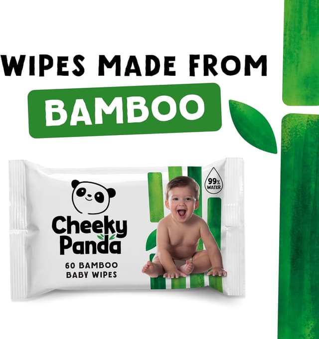 Detalle de The Cheeky Panda Bamboo Biodegradable Baby Wipes Multipack (99% purified water) | 60 wipes per pack