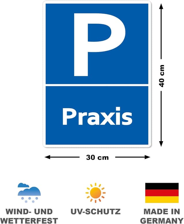 Detalle 2 de XXL Praxis Parkplatzschild 30x40 cm