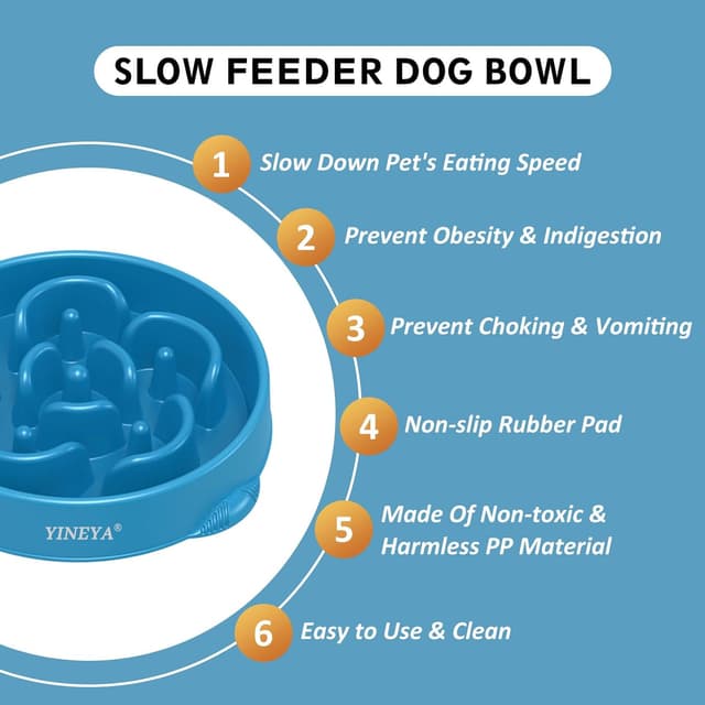 Detalle 2 de YINEYA Slow Feeder Dog Bowl (Interactive, Anti-bloat) with Non-slip Base