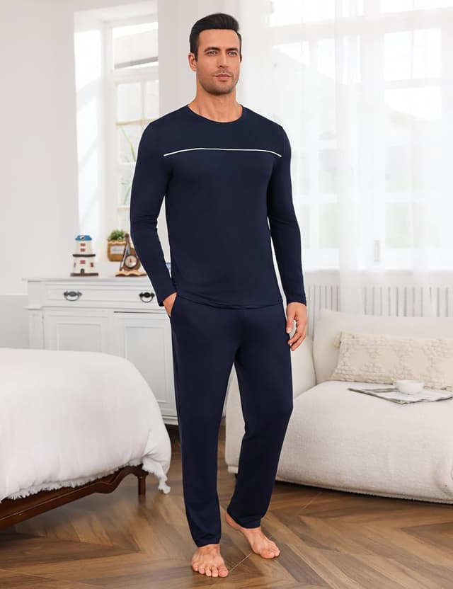 Thumbnail 6 de Marvmys Herren Schlafanzug Lang Baumwolle Winter